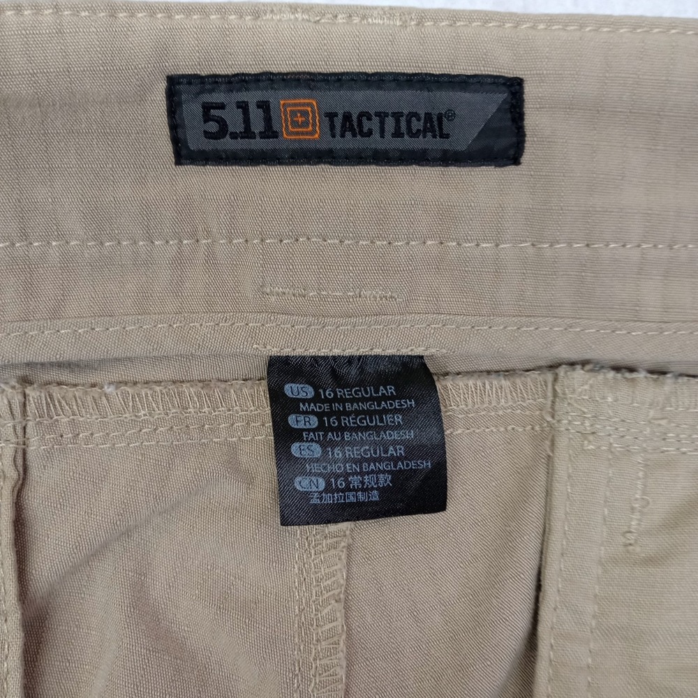 5.11 Tactical Cargo Pants Khaki Tan Ripstop Utility Mens 16 Regular‎ flaws - Picture 7 of 15